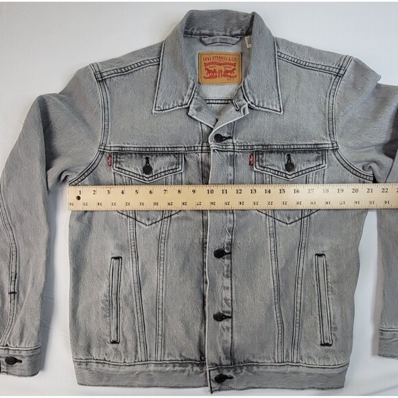 Levis Mens Denim Trucker Jean Jacket Stonewashed Black/Gray Size Medium - Picture 6 of 7